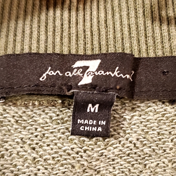 NWT 7 For All Mankind Ruffle Shoulder Crop Top Sweatshirt in Olive Green. M - Picture 8 of 8